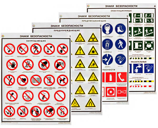 Плакаты "Знаки безопасности по ГОСТ 12.4-026-76 . Изображения и смысловые значения" (450 х 600) 4л